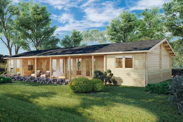 Casa de madera con tres dormitorios Holiday L / 96 m² / 18x7m /