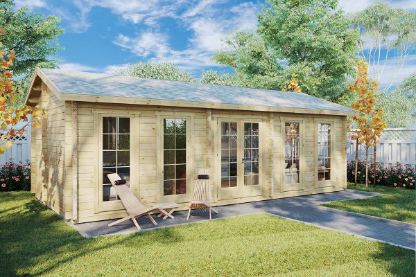 Casa de madera con un dormitorio Sweden G / 4x8m / 70mm