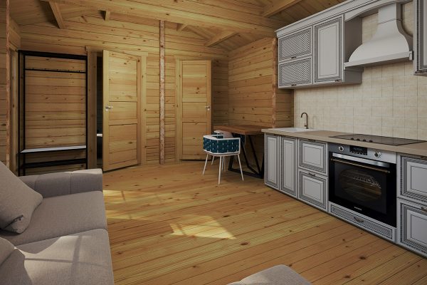 Casa de madera con un dormitorio Sweden G / 4x8m / 70mm